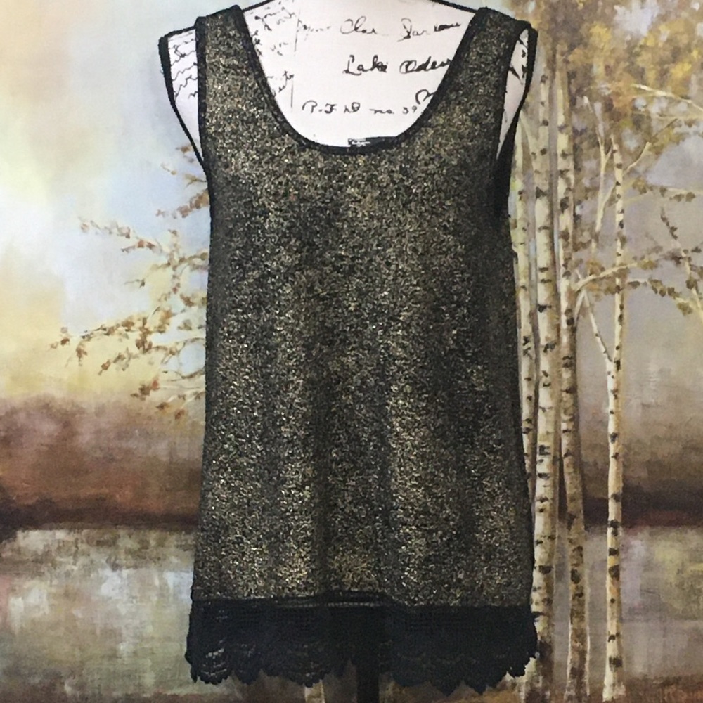 CHARMING CHARLIE Holiday Ready Gold Metallic Tunic